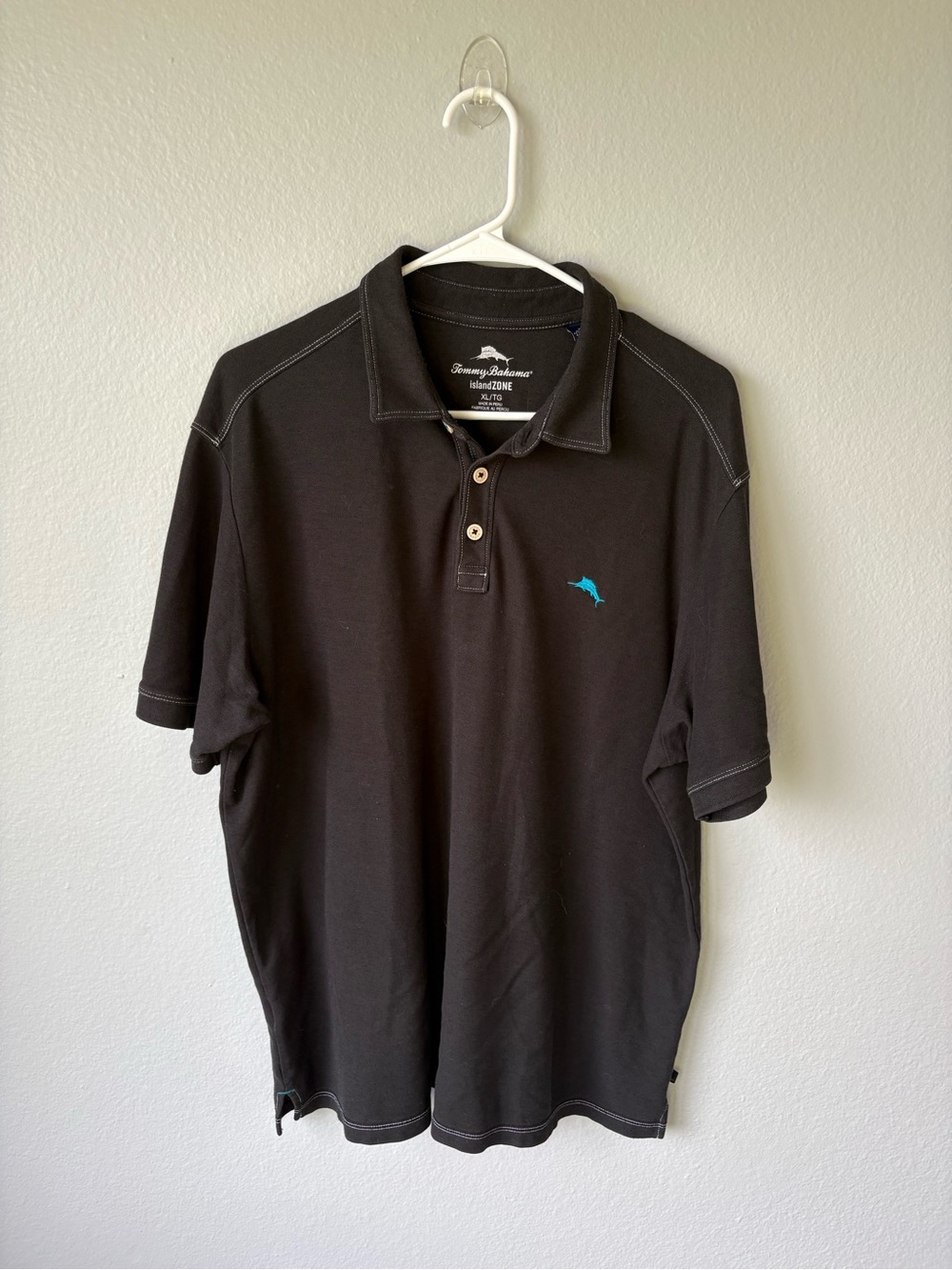 Tommy Bahama IslandZone Polo Men's Size XL Black Pima Cotton Marlin Logo NWOT